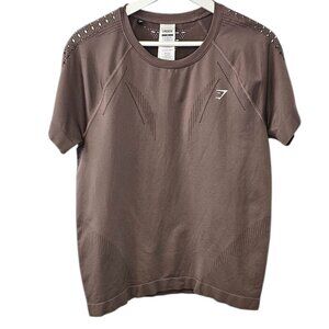 Gymshark Womens Cut Out Short Sleeve Crew Neck Athletic Top, Size Medium